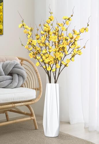 Waipfaru 4 Pcs Cherry Blossom Branches for Vases, 36'' Faux Cherry Blossom Tree Decor with Long Stems, Artificial Flowers for Spring Home Indoor Outdoor Decoration (Yellow) - color: Yellow