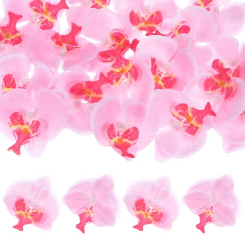 M METERXITY 20-Pack Artificial Orchid Flower Heads, Silk Faux Butterfly Flowers Head for Wedding/Bouquet/Bridal/Party Decor, Fake Phalaenopsis Petals Bulk [2.76 Inch, Pink] - color: Pink, size: 2.76 Inch
