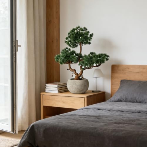 KAIRNE Artificial Pine Shrubs Trees,Realistic Decorative Plants Potted,Topiary Trees Artificial Indoor Faux Cedar Plants,Lifelike Green Tree Table Decoration Gifts for House Office Desk Shelf Decor - color: Pine Shrubs Plants