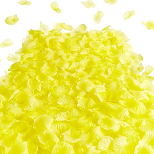 SITUMEIZI 1500PCS Yellow Rose Petals Silk Rose Petals for Romantic Night for Her Set Valentine,Wedding,Party,Proposal Anniversary Decorations - color: Yellow, size: 1500