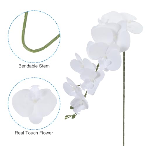 PATIKIL Artificial Orchid Stems 41", 3 Pack 9 Heads Faux Phalaenopsis Flowers Real Touch Fake Orchid Flower Branch for Vase Home Wedding Decoration, Pure White - color: Pure White