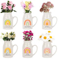 6 Pieces Teacher Appreciation Gifts Teacher Ceramic Vase with Small Handle Rainbow Flower Vases Thank You Teacher Gifts for Women (Teacher)