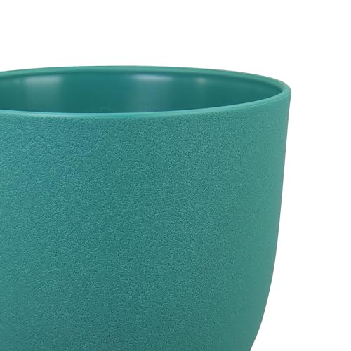 WSMKSZ Flower Pots 10/9/8 inch, Set of 3 Modern Decorative Plastic Planters with Drainage Holes and Tray for House Plants Indoor Flowers Plants, Plant Pots for Indoor Outdoor Plants, Blue Green - color: Blue-green, size: 10"+9"+8"