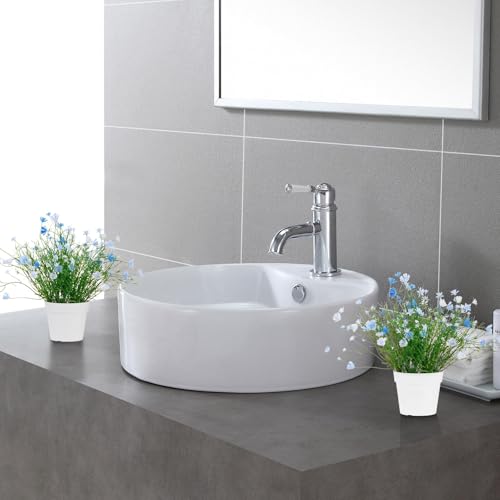 Artificial Babys Breath Potted Fake Plants with Flowers Faux Plants Indoor for Home Office Bookshelf Table Room Decor (Blue) - color: Blue