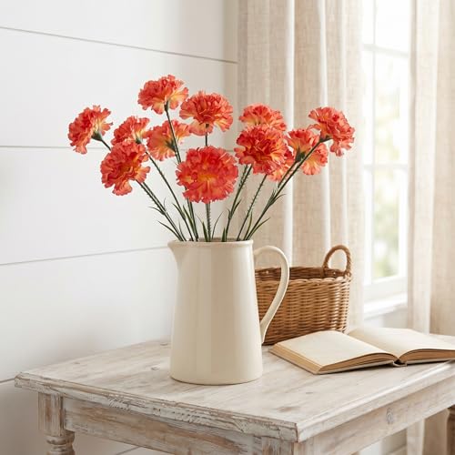 Larksilk 1000 Pack Artificial Carnations - Bulk Silk Flowers for Weddings, Mother's Day, Graduations, Easter & Memorial Day - 3.5" Heads, 5" Stems, Real Touch Petals, 18 Colors Available - Orange - color: Orange, size: 1000