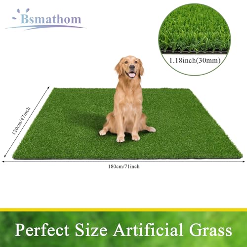 Bsmathom Artificial Grass Rug Indoor Outdoor Rug, 4x6Ft Artificial Grass Area Rug for Patio, Synthetic Artificial Grass Turf Fake Grass Rug with Drainage Holes for Balcony Garden Lawn Landscape - size: 4x6 Feet
