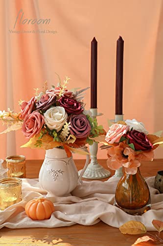 Floroom Artificial Flowers 25pcs Real Looking Burgundy Ombre Colors Foam Fake Roses with Stems for DIY Red Wedding Bouquets Bridal Shower Centerpieces Floral Arrangements Party Tables Home Decorations - color: Shades of Burgundy