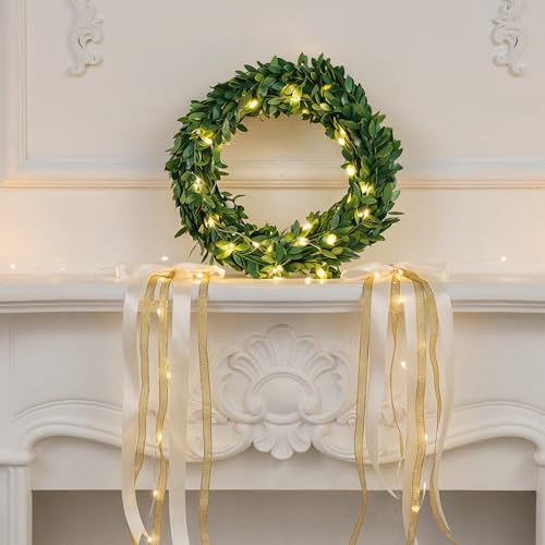 24.6 FT Artificial Green Vines for Decoration Mini Leaf Garland Green Vines Yards Fake Vine Garland Vine Ribbon Wreath Accessory Ivy Garlands for Party Wedding DIY Leaves Headband Home Decoration