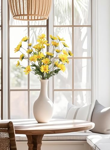 36 Heads Yellow Artificial Daisy Flowers 29.52” Silk Wildflowers 6PCS Silk Daisies with Stems for Tall Vase Home Bath Outdoor Party Garden Wedding Aisle Porch Decoration(Yellow) - color: Yellow