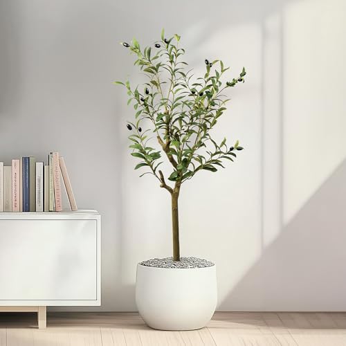 3FT Artificial Olive Tree, Indoor Faux Olive Tree Fake Potted Silk Olive Tree Plants with Lifelike Branches & Fruits for Home Office Decor - color: Olive Tree, size: 3ft