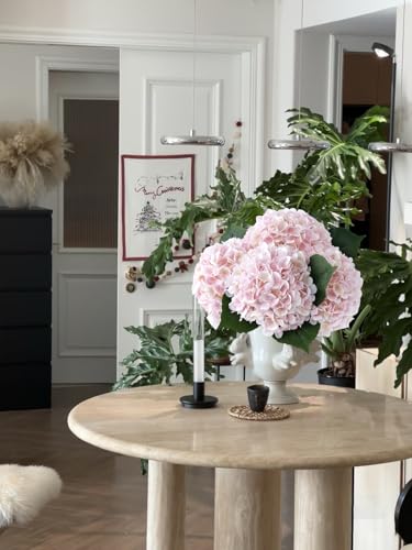 YalzoneMet 4Pcs Light Pink Silk Hydrangea Artificial Flower Big Blooms 20'' Long Stem Faux Hydrangea for Home Baby Shower Party Indoor Outdoor Wedding Table Centerpiece Spring Flower Decor - color: Light Pink