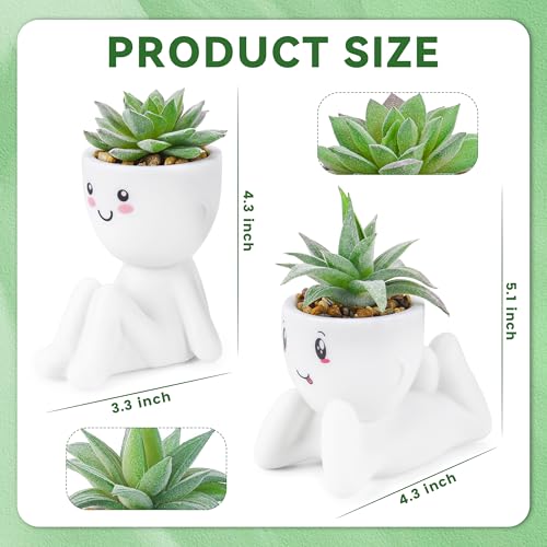 Der Rose 2 Pack Fake Plants Succulents Plants Artificial for Living Room Home Bathroom Office Decor - color: White