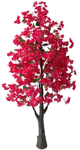 Artificial Bougainvillea Tree 5.6ft, Fake Bougainvillea Plant Faux Tropical Tree for Home Indoor Outdoor Decor, Office, Patio, or Living Room Decoration Rose Red - size: 5ft 3in