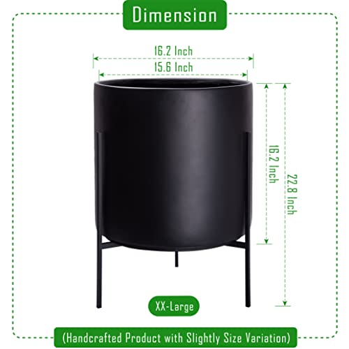 D'vine Dev Mid Century Plants Pot Cylinder Planter with Heavy Duty Stand, XX-Large 16 Inch Pot, 22.8 Inch with Stand Height, Black, 96-T-B-5 - color: Black, size: XX-Large 16 Inch