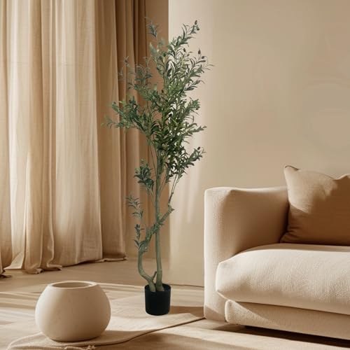 XBrand 70.9-Inches Artificial Olive Tree in Pot for Indoor Outdoor Home Office Store, Great Housewarming Gift - color: Olive Tree, size: 5ft 11in