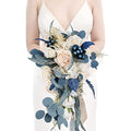 Wedding Bouquets for Bride, 11 Inch Bride Bouquets for Wedding Dusty Blue Artificial Flowers Bridal Bouquet for Wedding Ceremony Anniversary(Dusty Blue) - color: Dusty Blue