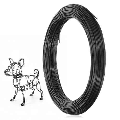 18 Gauge Aluminum Craft Wire, 98 Feet Black Floral Wire for Crafts, Metal Bendable Florist Wires for Jewelry Making, Sculpting, Wreath Wires Wrapping
