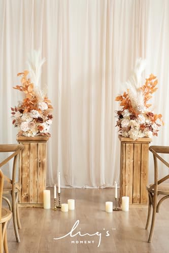 Ling's Moment 41" Tall Fall Free Standing Artificial Flowers Arrangements 2 pcs Wedding Arch Altar Stage Decorations Rust Sepia For Ceremony Reception Rose Fake Floral Party Outdoor Centerpieces Decor - color: Or-rust & Sepia