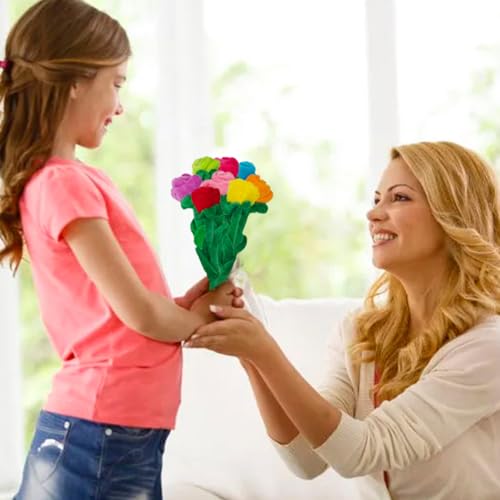 8 Pack Artificial Plush Flower Bendable Curtain Buckle Tiebacks Cute Rose Plush Colorful Rose Flower with Bendable Stems Bouquet Gift for Kids Baby Girl Toddlers - color: Colorful Rose