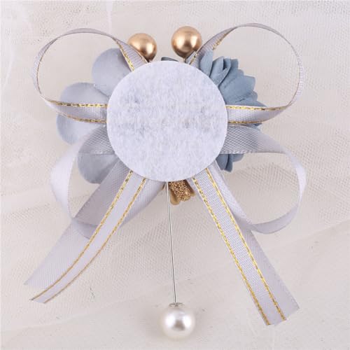 Dusty Blue Wrist Corsage and Boutonniere Set for Groom Groomsmen Men Suit Bride Bridesmaid Artificial Flower Wrist Corsage for Wedding Prom Homecoming Party Dusty Blue - color: 1 Boutonniere & 1 Wrist Corsage (Dusty Blue)