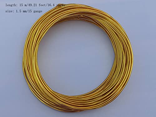 15 Gauge Anodized Aluminum Wire 49 Feet for Jewelry Making Craft DIY（1.5mm,Light Gold,41514） - color: Light Gold, size: 15 Gauge