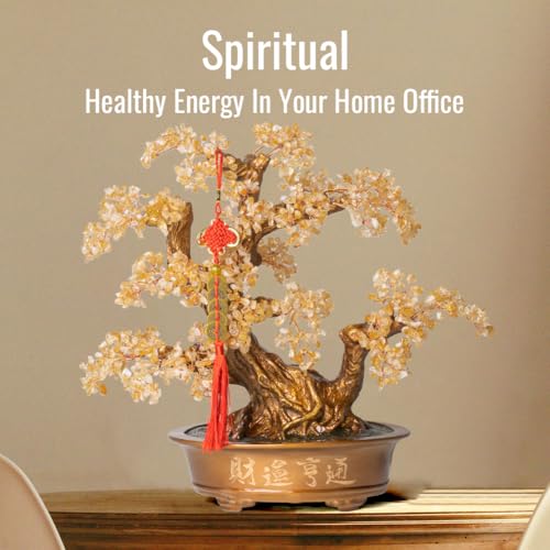 Natural Citrine Gemstone Crystal Bonsai Tree of Life（1,350 Gemstone Count） Large Feng Shui Money Chakra Tree for Luck and Wealth Desk Decoration 20 Inches - color: Big Citrine