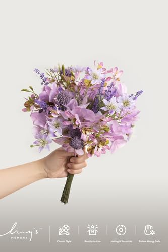 Ling's moment Artificial Greenery Stems Box Set, Faux Greenery Picks for DIY Bridal Bouquets Wedding Floral Arrangement Table Centerpieces, Pale Lavender & Lilac - color: Filler Flower Combo- Pale Lavender & Lilac