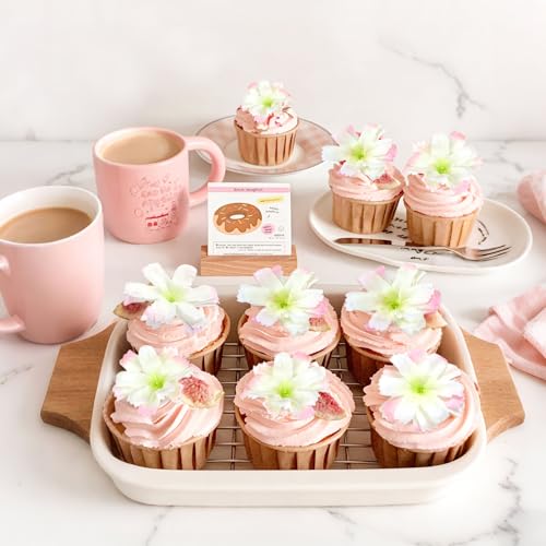 40Pcs Artificial Cherry Blossom Cupcake Toppers Spring Flower Blossoms Cupcake Cherry Flowers Table Decor for Baby Shower Flower Decorations for Wedding Shower Floral Birthday Cake Cupckae Decorations - color: White Cherry