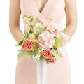 Ling's moment Pink Artificial Wedding Flower Bouquets for Bridesmaids Blush Floral Bouquet Bridesmaid Bouquets with Ribbon Ceremony Anniversary,7-inch Diameter - color: Pk-blush Garden