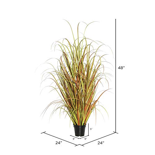 Vickerman Everyday 48" Artificial Mixed Brown Grass with Black Plastic Pot - Faux Grass Plant Decor - Home Or Office Indoor Greenery Accent - size: 48 in