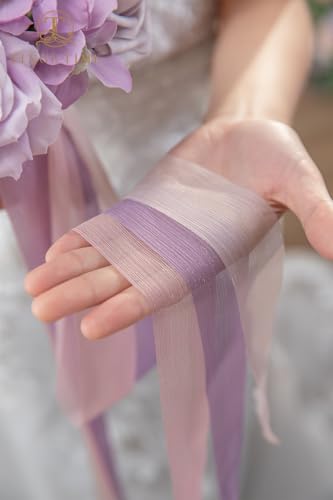 TINGE TIME Artificial 9 Inch Bridal Bouquet,Pink&Violet Flower Bouquet with Roses for Bride, Bridal Tossing Bouquet for Wedding Ceremony Anniversary Bridal Showers Wedding Church Decoration - color: Pink & Violet