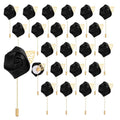 uxcell 24pcs Black Rose Boutonnieres Flower Buttonholes Pocket Boutonnieres Pins for Wedding Ceremony Anniversary Prom Formal Dinner Party - color: Black