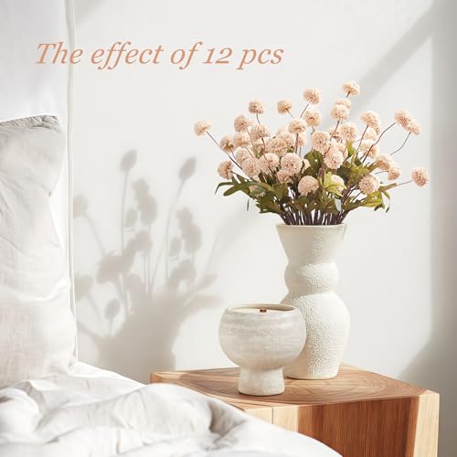 SITUMEIZI Beige Mum Artificial Flowers Beige Faux Silk Mums Mini Chrysanthemum Flowers with Floral Stems 6Pcs for Wedding Centerpieces Decor - color: Beige