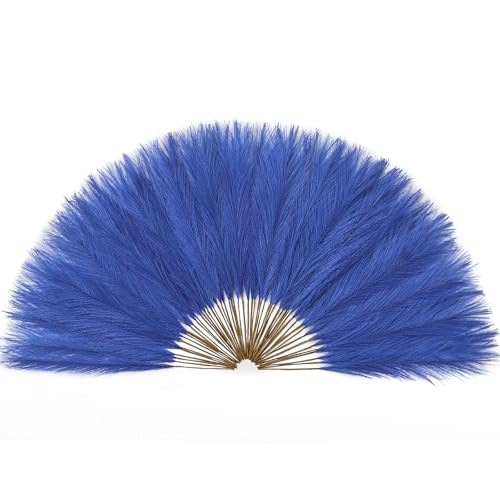 Serwalin 60PCS Pampas Grass Decor, 17.7Inch Sapphire Blue Artificial Pampas Grass Bulk Vase Filler Flower Arrangement for Home Wedding Decor - color: L Blue