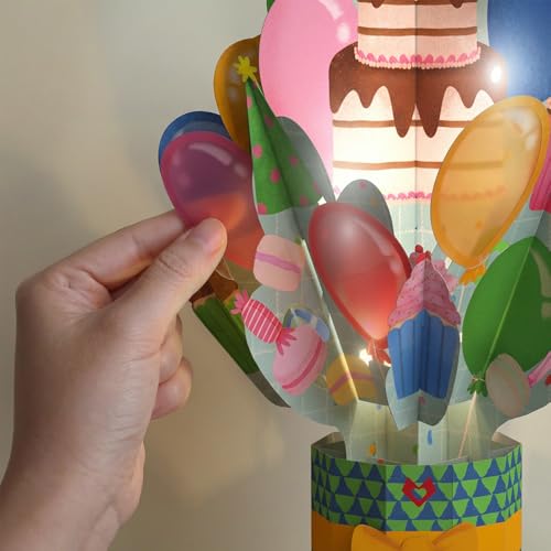 Lovepop Birthday Bash Pop-Up Bouquet with LED Lights for Her and Him - 3D Light-Up Greeting Cards for Boys, Girls, Men, Women - 12" Bouquet - Blank Notecard & Envelope Included - color: Birthday Bash Light-Up Bouquet