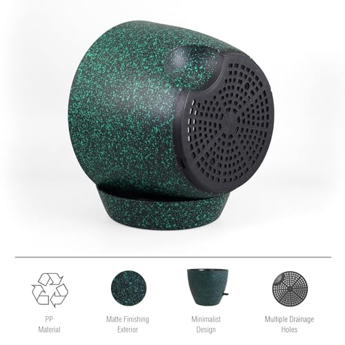 Meowell 12 inch Large Self Watering Pots for Indoor Outdoor Plants, Flower Plant Pots with Mesh Drainage Holes for Garden House Plants, Plastic Planters for Home, Black with Green Speckles - color: Black With Green Speckles, size: 12inch B