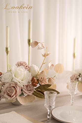 Lookein Artificial Flowers for DIY Wedding Decoration Bridal Bouquet Table Centerpieces Flower Garland Wreaths Aisle Arch Flower Decoration Home Decor, Chic Beige - color: Chic Beige