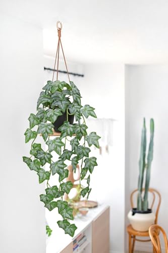GnFlus Set of 2 Fake Ivy Plant for Home Decor Indoor Silk Artificial Hanging Plant 25" Fake Ivy Vine Faux Ivy Leaves for House Room Indoor Outdoor Home Shelf Office Desk Plant Decor - color: Whiite-set of 2