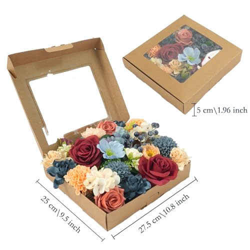 vivimemo Spring Artificial Flower Box Kit - DIY Craft Fake Flowers with Berries & Foliage for Home Decor, Wedding Centerpieces, Floral Frame Making (Retro Morandi Colors) - color: Box