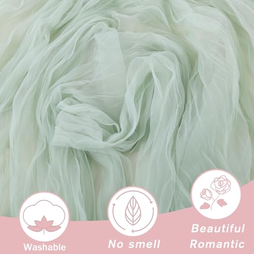 Sage Gauze Table Runner 10ft Rustic Cheese Cloth Table Runner Boho Style Decorations for Romantic Date Wedding Party Baby Shower Photography Decoration - color: Sage, size: 10 ft × 1 pc
