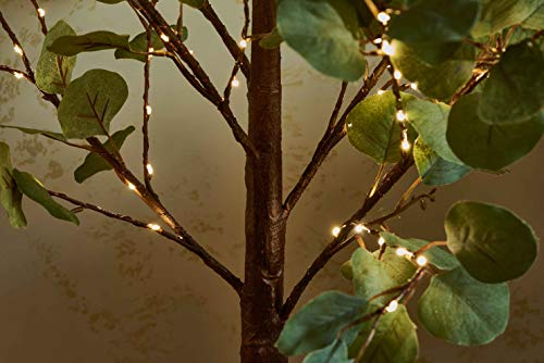 Hairui Lighted Eucalyptus Tree Plug in 4FT 160 Warm White LED Artificial Greenery Tree with Lights for Wedding Halloween Christmas Holiday Home Party Decoration - style: 4FT-Eucalyptus Tree
