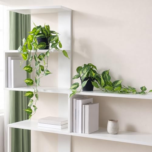 Realistic Artificial Pothos Vines with Pots - Fake Hanging Plants for Indoor Decor, Low Maintenance Silk Faux Greenery(2 PCS)