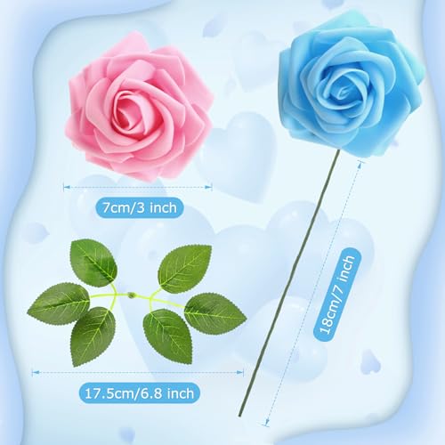 100 Pcs Artificial Foam Rose Flower Faux Bouquet Wedding Fake Rose Gift for Mother's Day Women DIY Bridal Shower Party Table Birthday Home Spring Decor (Macaron Colors) - color: Macaron Color
