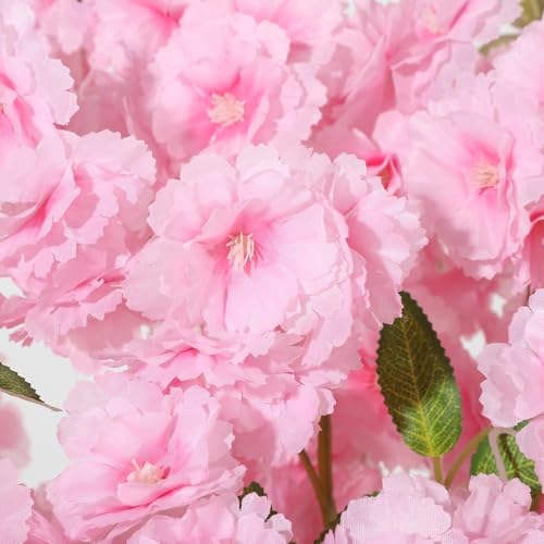 6Ft Artificial Cherry Blossom Tree, Pink Silk Flowers with Natural Wood Trunk, Realistic Fake Tree in Decorative Pot for Home Decor Indoor, Living Room, Office, Wedding, Spring Decoration
