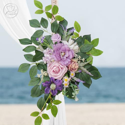 Odouzy Wedding Arch Flowers,Artificial Flower Arch Decor,2pcs Artificial Flower Arrangement for Wedding Decor Reception Backdrop Floral Decorations (Light Purple) - color: Light Purple