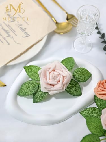 Artificial Flowers 25 Pack Pink Faux Foam Roses with Stems, Real Looking Fake Rose for DIY Wedding Bouquets, Bridal Shower Centerpieces, Party Table Decorations, Home Decor - color: Pink, size: 25Pcs