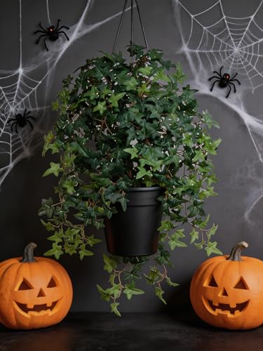 Larksilk 2-Pack 27" Artificial English Ivy Plants with 450 Leaves Each Realistic UV-Resistant Cascading Vines Faux Hanging Greenery for Outdoor Window Boxes, Planters, or Home Decor