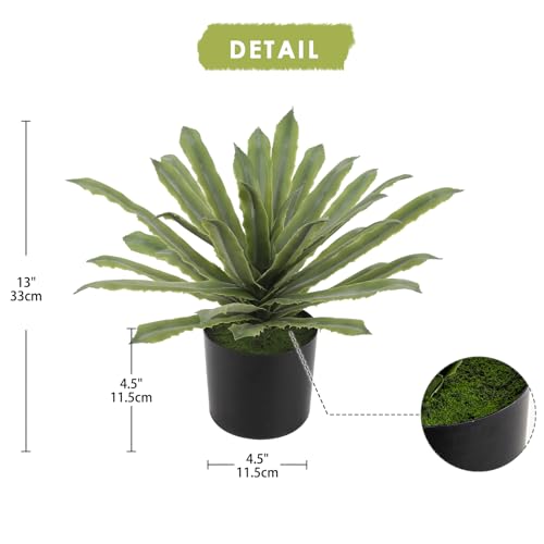 Briful Artificial Potted Plant 13 Inch Fake Plants with Pot Faux Agave Plants for Home Office Floor Table Bathroom Kitchen Decor Indoor Outdoor (Green) - color: Fake Plants#2