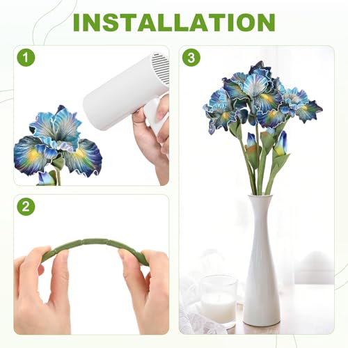M METERXITY 1-Pack Blue Artificial Iris Flowers with Flower Bud,17.7 Inch Faux Iris PU Bouquets Real Touch Faux Flowers for Home/Wedding/Christmas/Party - color: Blue
