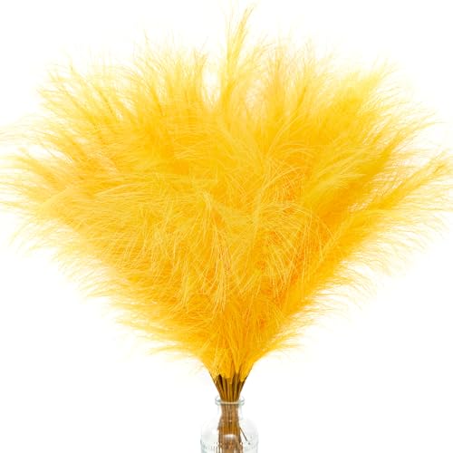 Alecono 𝟯𝟬𝙋𝙘𝙨 Pampas Grass 17in, Yellow Faux Pampas Grass Decor for Home Decoration, Wall Decor for Wedding Centerpieces Party Decorations (Lemon Yellow) - color: Lemon Yellow, size: 30pcs